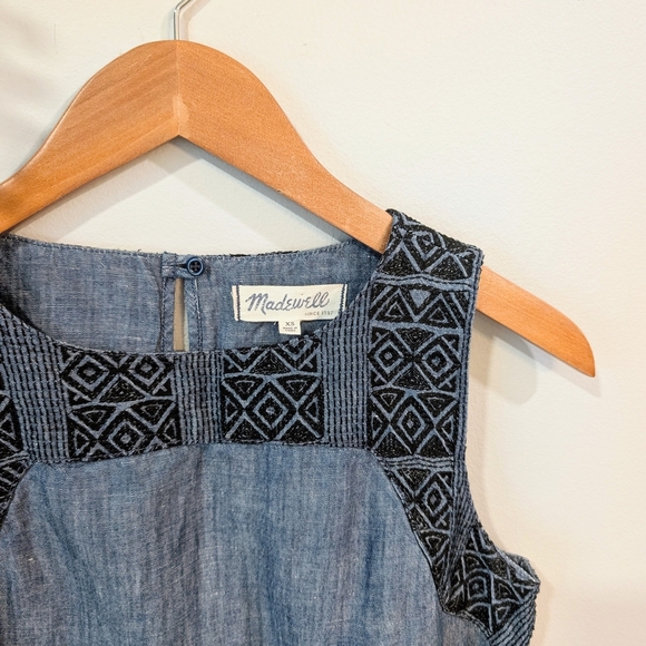 Madewell Blue Chambray Top With Embroidery - Picture 3 of 8